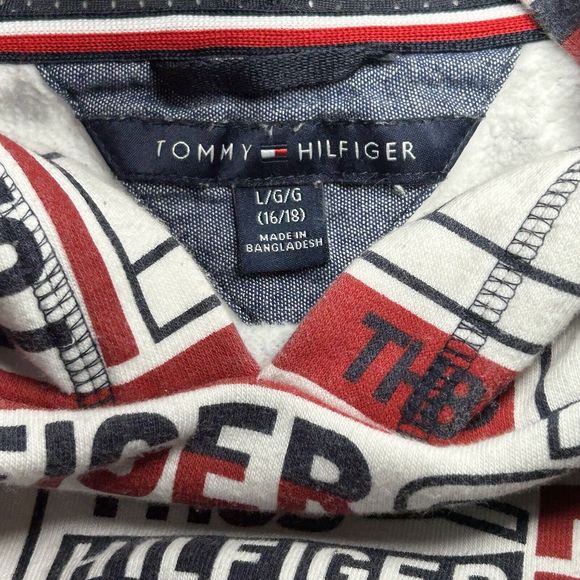 Tommy Hilfiger Boys' Tracksuit Set Sweat Hoodie Pants Logo Navy Size Large 16/18 - Picture 15 of 16